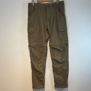 Kühl Renegade Cargo Convertible Hiking Pants Burnt Olive Size 32X30 Stealth Zip